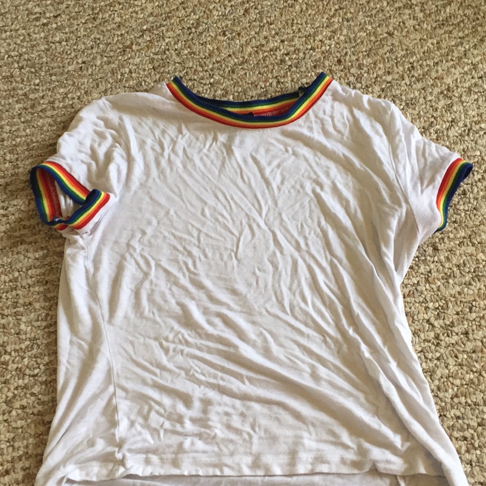 rainbow cuff t shirt